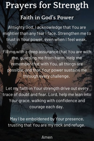 Prayers for Strength; Faith in God's Power