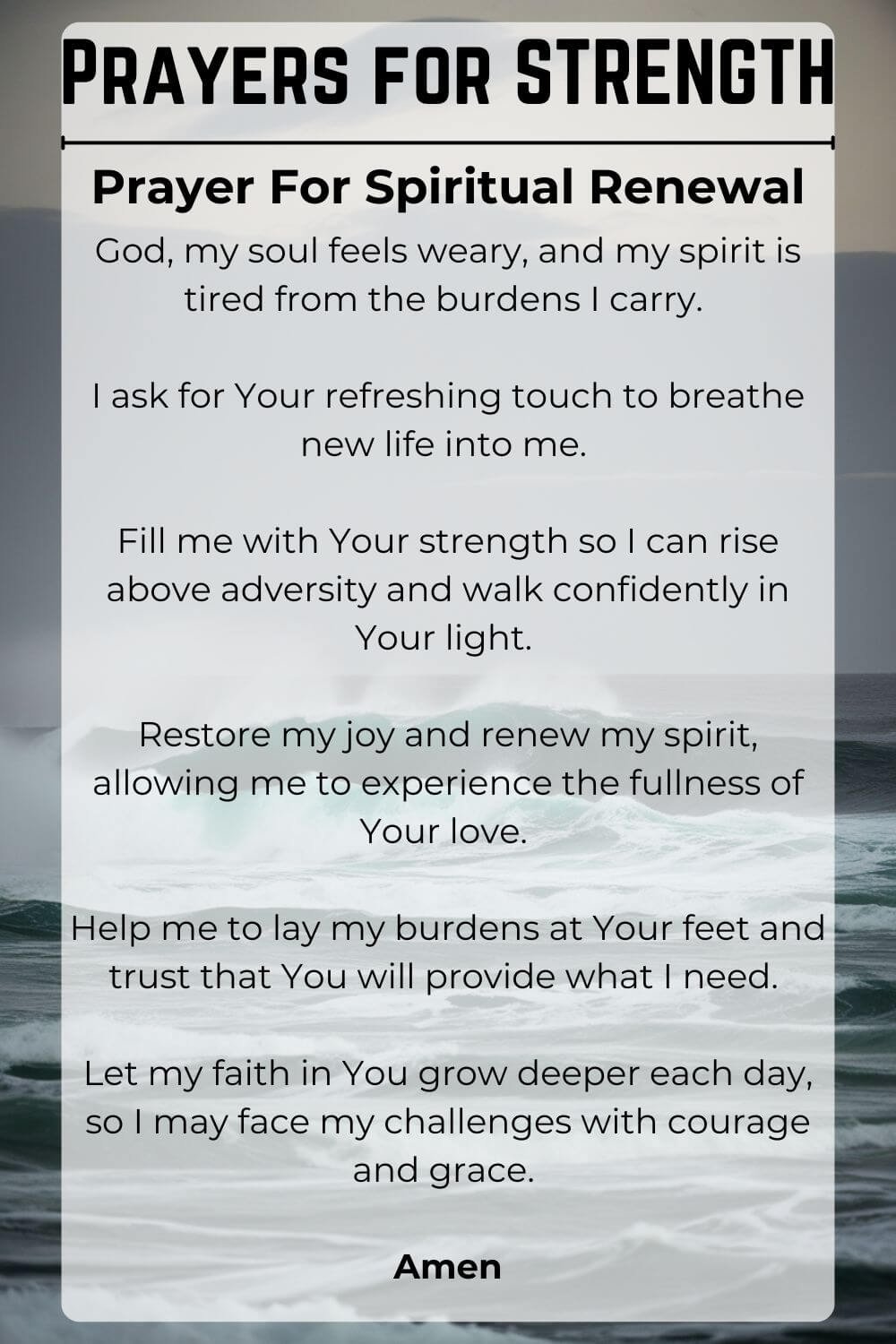 Prayers for Strength; Spiritual Renewal