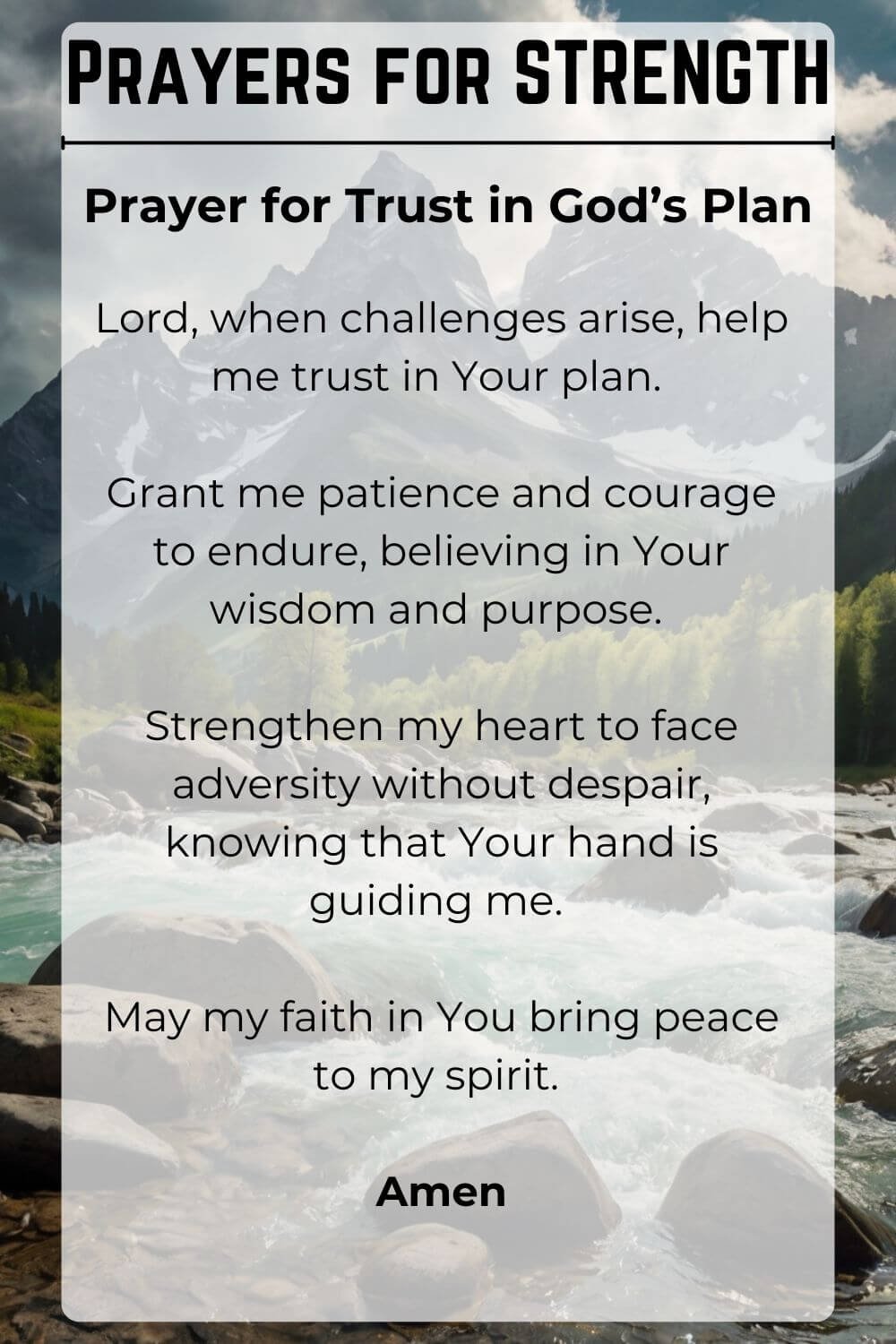 Prayer for strength; Trust in God's plan