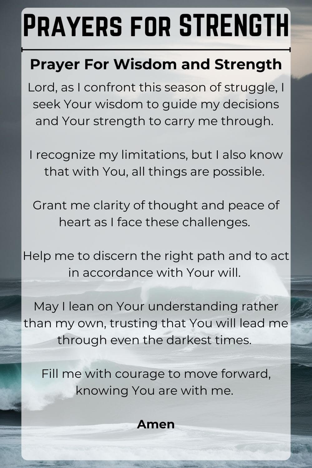 Prayers for Strength; Wisdom and Strength
