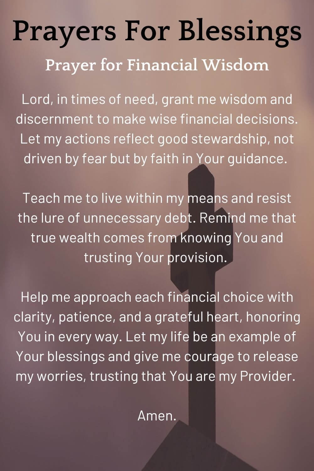 Prayers for Blessings; Prayer for Financial Wisdom