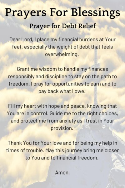 Prayers for Blessings; Prayer for Debt Relief