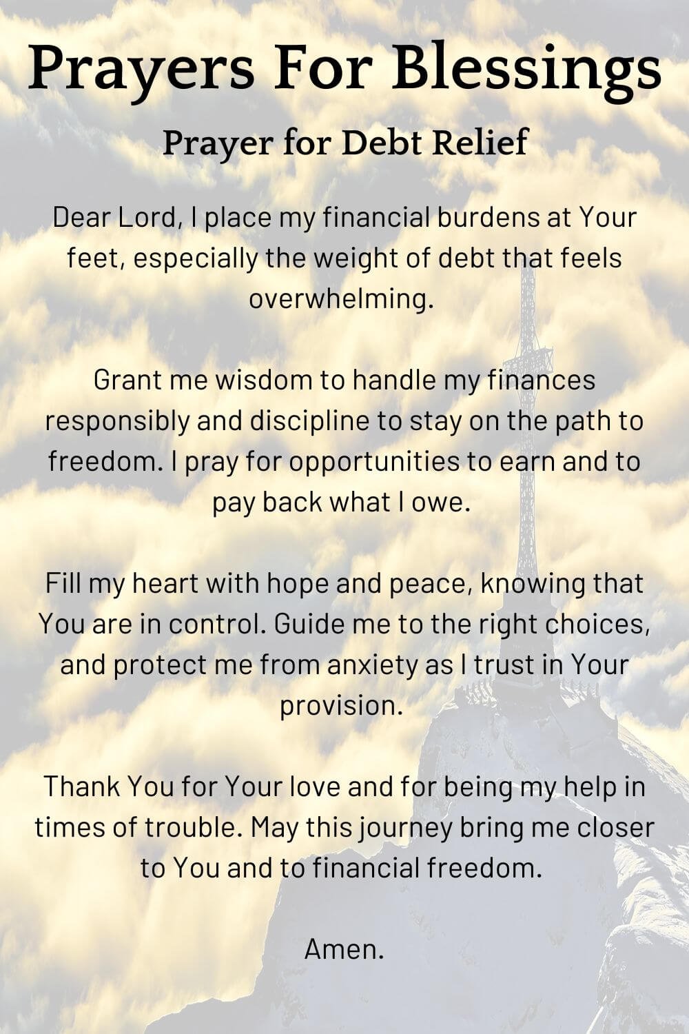 Prayers for Blessings; Prayer for Debt Relief