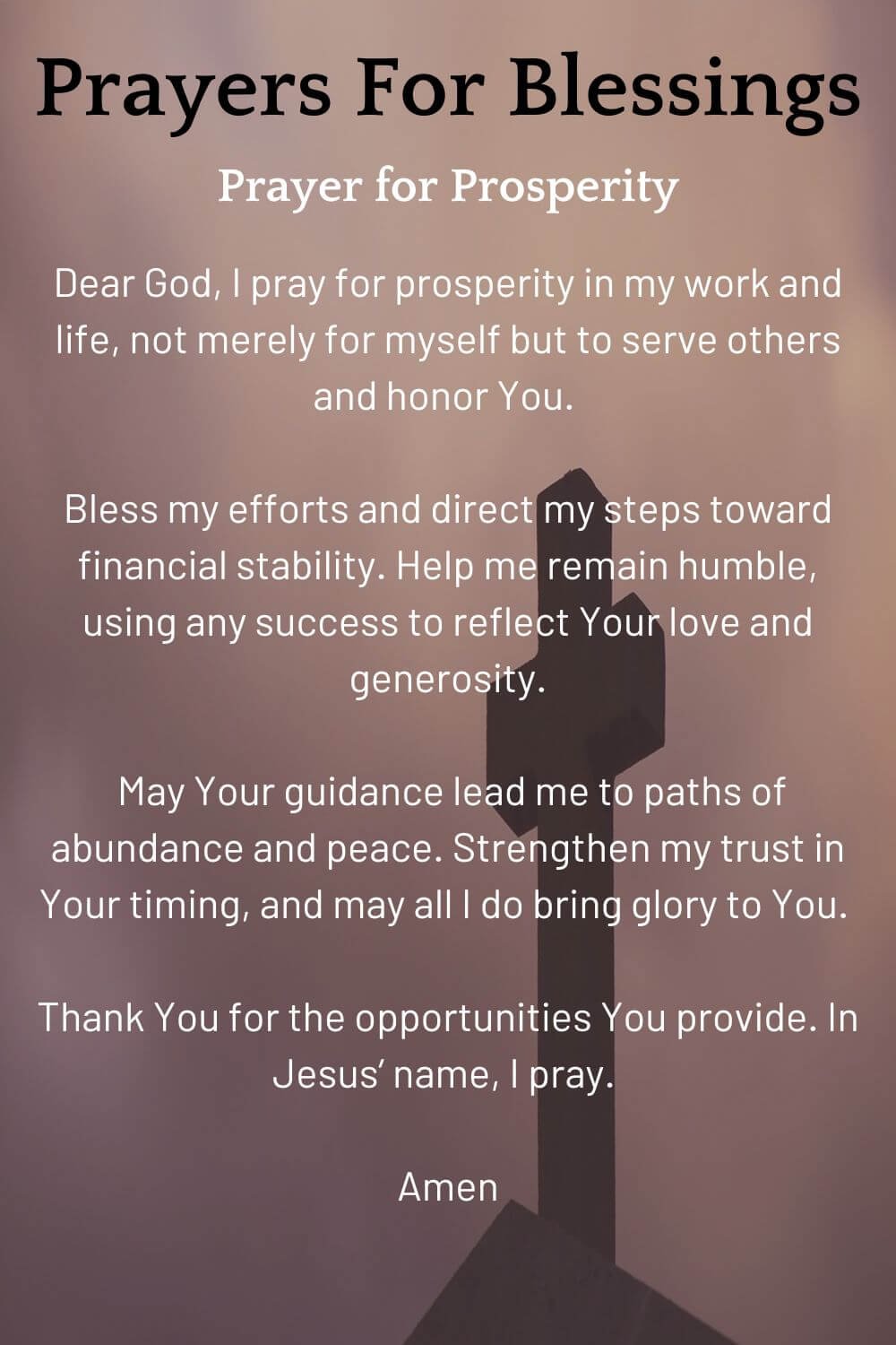 Prayers for blessings; prosperity