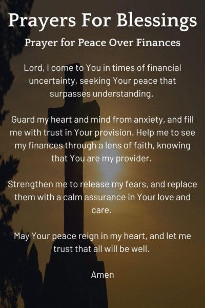 Prayers for blessings; peace over finances
