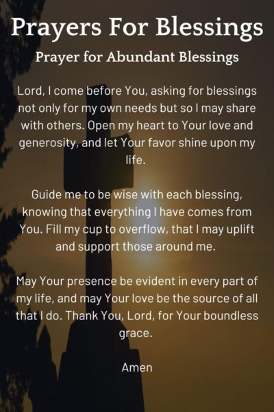 Prayers for Blessings; abundant blessings