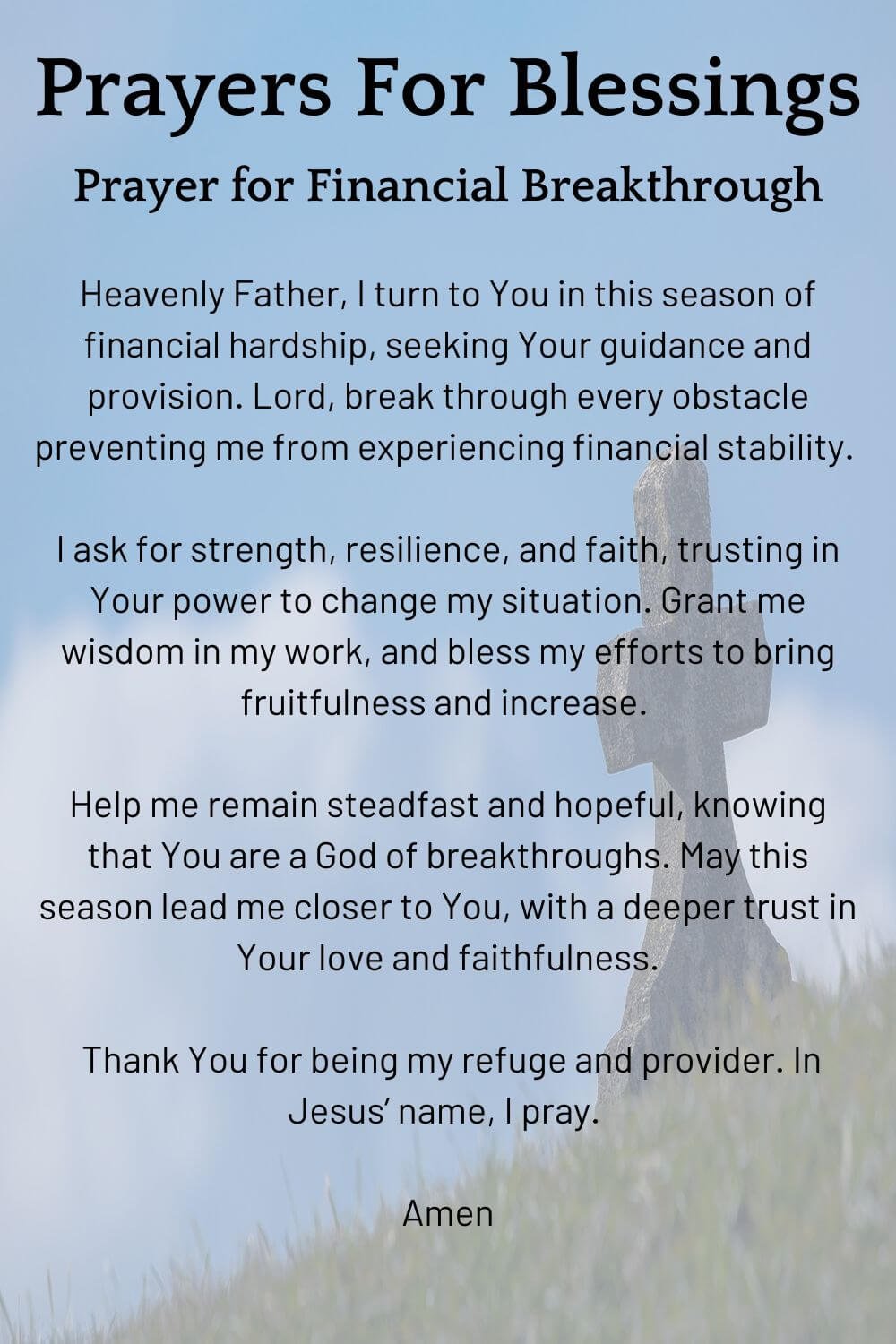 Prayers for Blessings; financial breakthrough