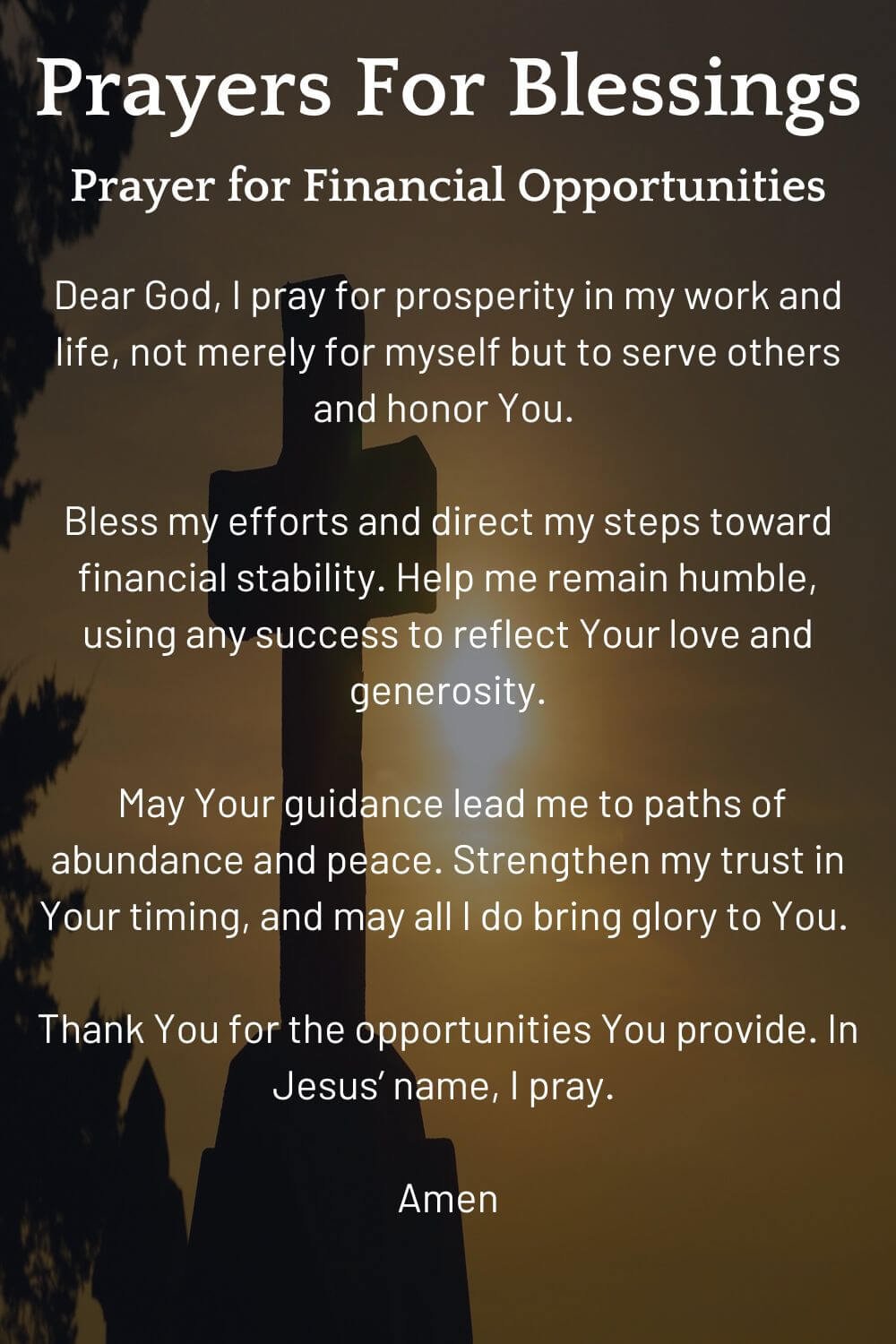 Prayers for Blessings; Prayer for financial opportunities