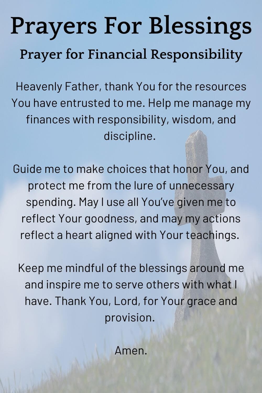 Prayers for blessings; financial responsibility